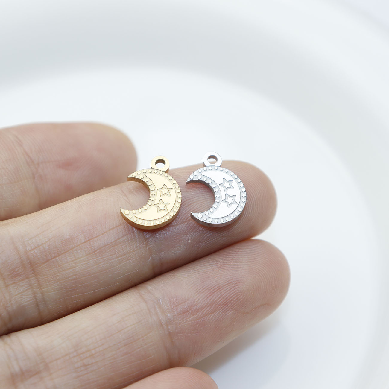 Moon Star Earrings - 5pcs สแตนเลสสตีล Moon คุณภาพสูง Anti Allergic