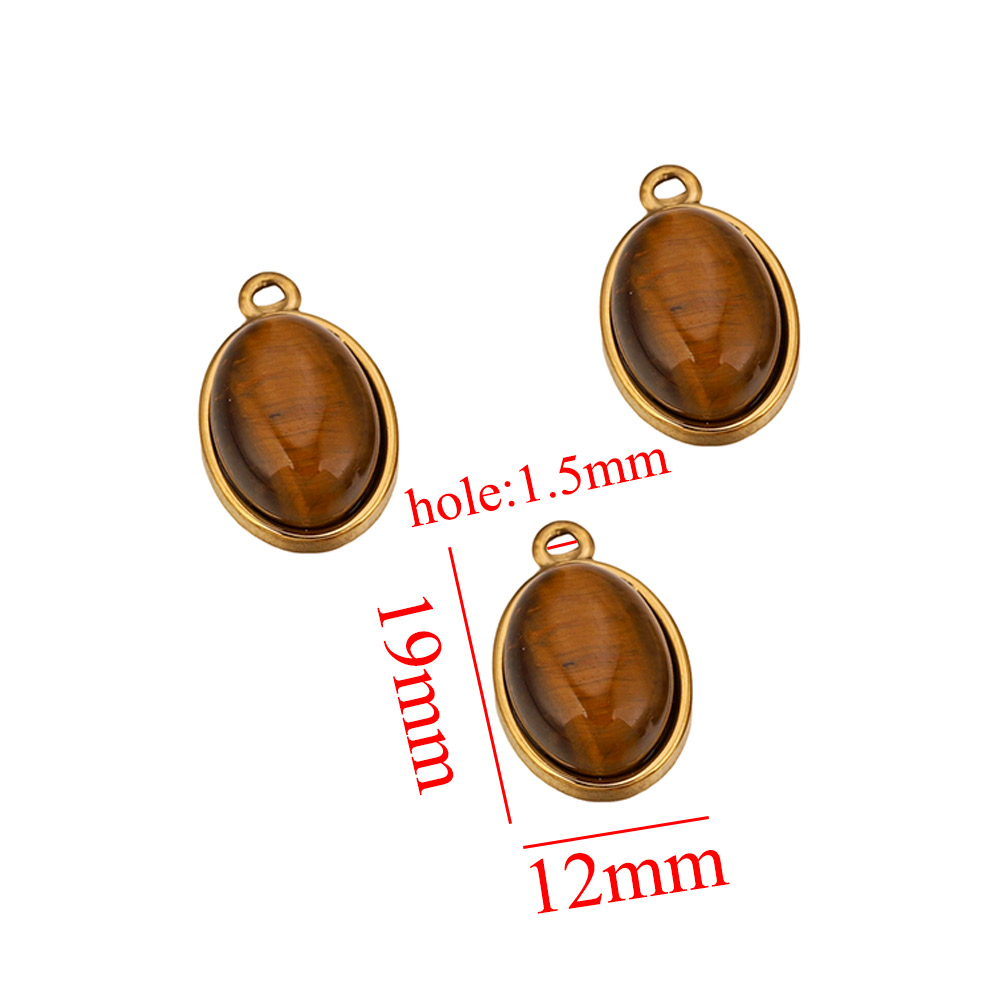 Moon Star Earrings - จี้รูปวงรีสแตนเลส 3 ชิ้น/ล็อต ลายตาเสือและเทอร์ควอยซ์ สำหรับทำต่างหู สร้อยคอ