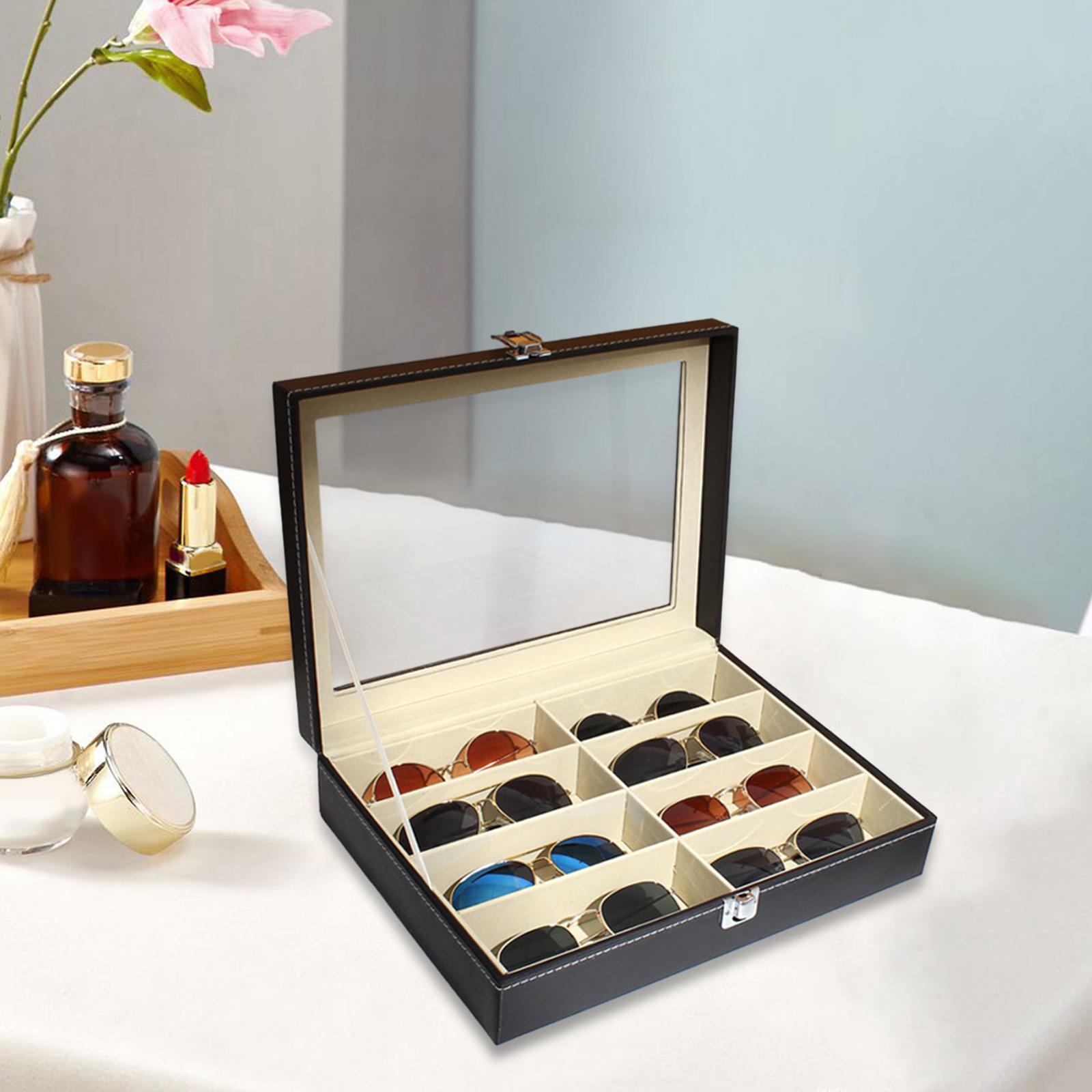 Jewelry Eyewear Watches & Accessories - กล่องเก็บแว่นตาสุดหรู 8 ช่อง สำหรับผู้หญิงและผู้ชาย