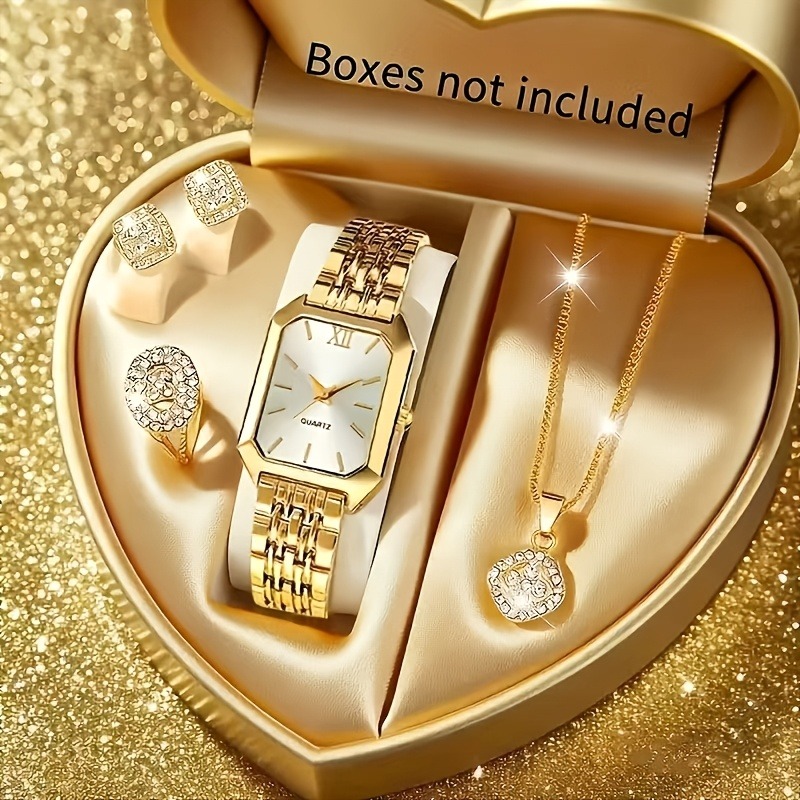 ชุดนาฬิกาข้อมือควอตซ์ทรงสี่เหล - Jewelry Watches For Ladies บทวิจารณ์และราคา