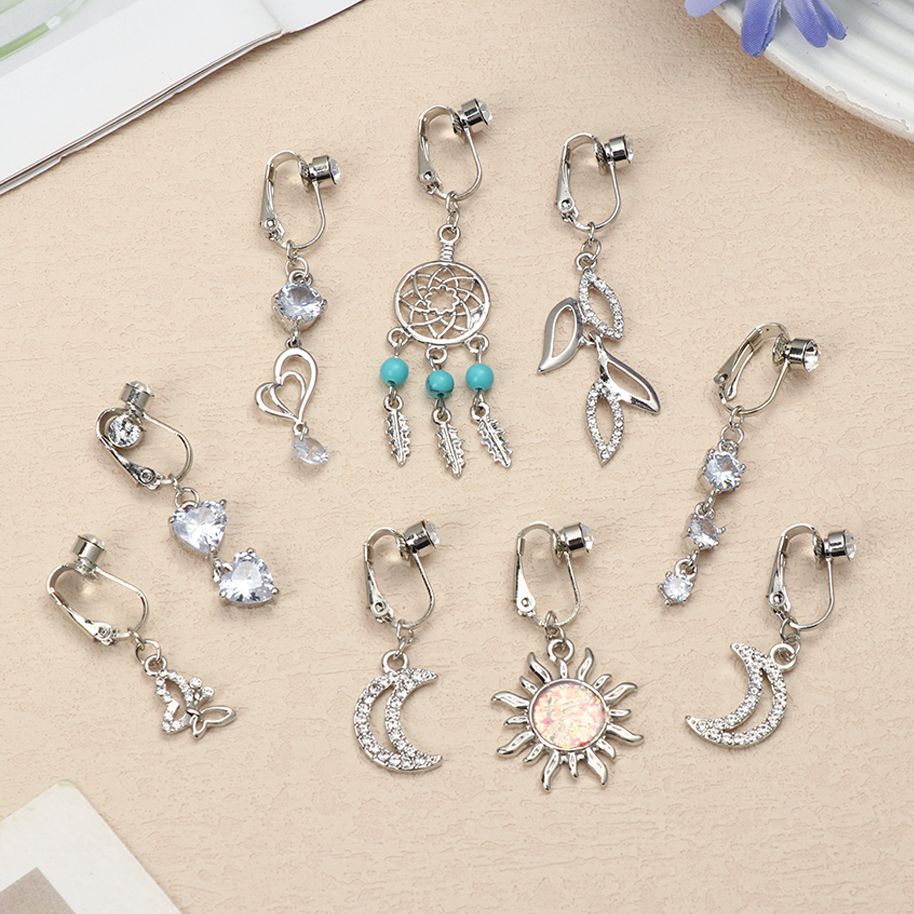 เครื่องประดับหนีบสะดือปลอม รูป - Moon Star Earrings บทวิจารณ์และราคา