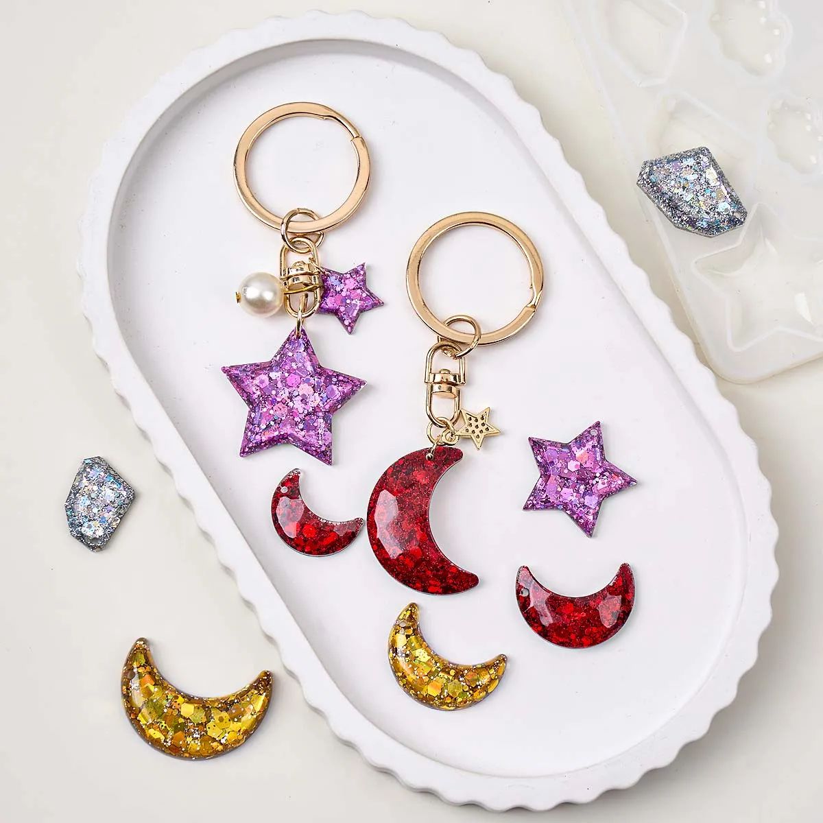 แม่พิมพ์เรซิ่นซิลิโคนสำหรับทำต - Moon Star Earrings บทวิจารณ์และราคา