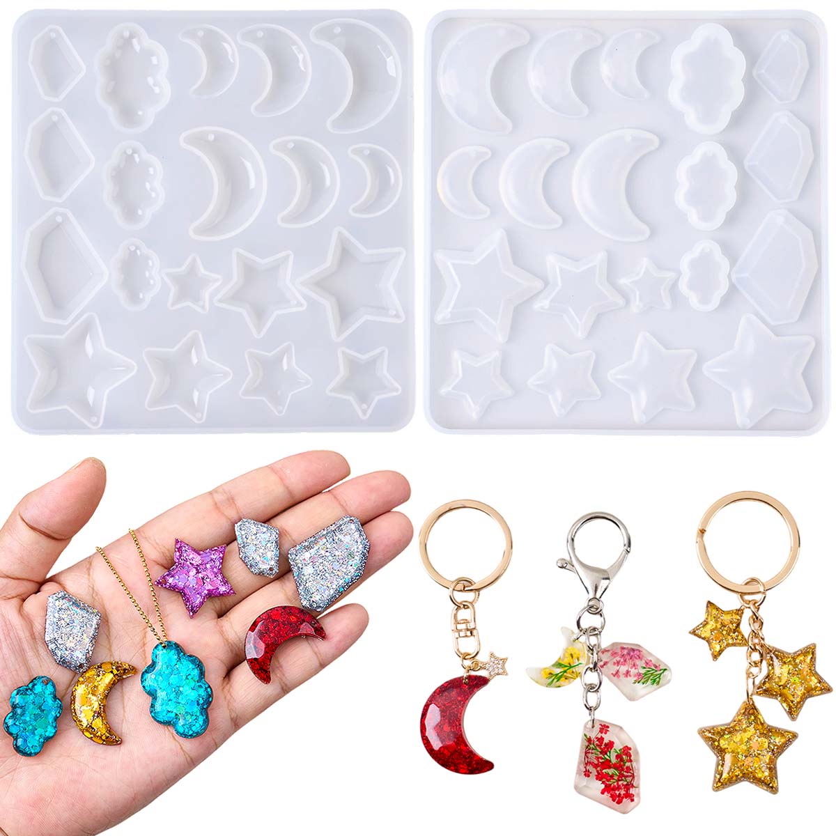 แม่พิมพ์เรซิ่นซิลิโคนสำหรับทำต - Moon Star Earrings บทวิจารณ์และราคา