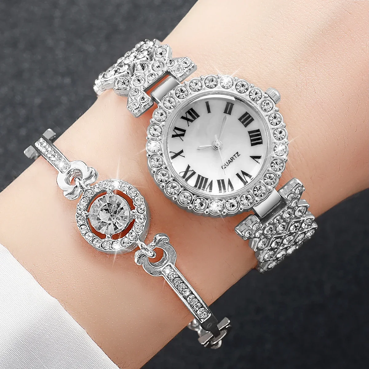 6 ชิ้น/เซ็ตหรูหราไรน์สโตนนาฬิก - Jewelry Watches For Ladies บทวิจารณ์และราคา