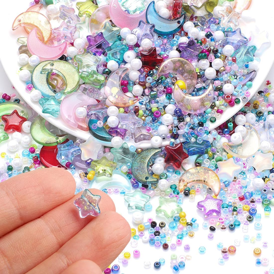 ลูกปัดแก้วคริสตัลรูปดาวและพระจ - Moon Star Earrings บทวิจารณ์และราคา