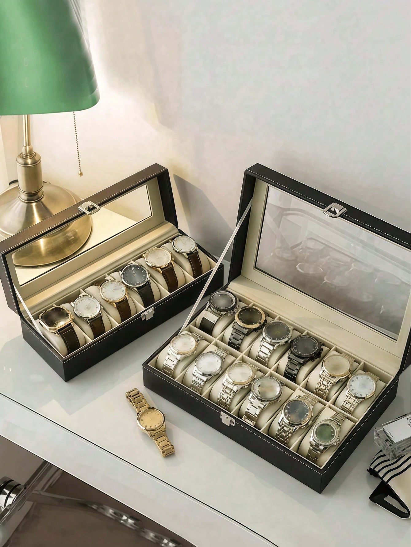 กล่องใส่นาฬิกาหนังพร้อมกุญแจล็ - Jewelry Watches Box บทวิจารณ์และราคา