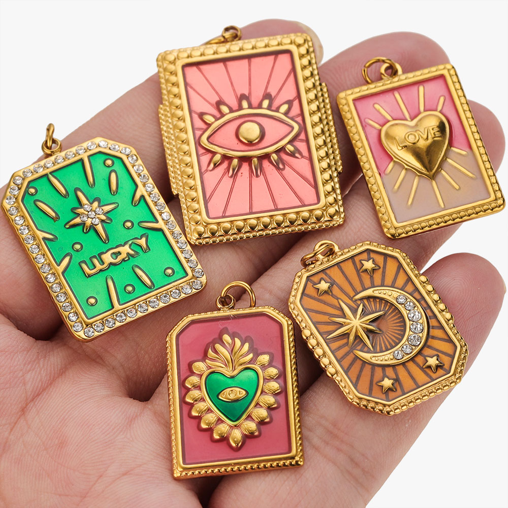 จี้สแตนเลส 2 ชิ้น ลายไพ่ทาโรต์ - Moon Star Earrings บทวิจารณ์และราคา