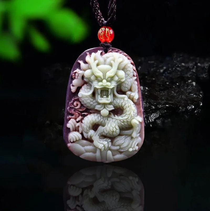 สีม่วง Robe หยกมังกรจี้สร้อยคอ - Jewelry & Watches Sp Zo O บทวิจารณ์และราคา